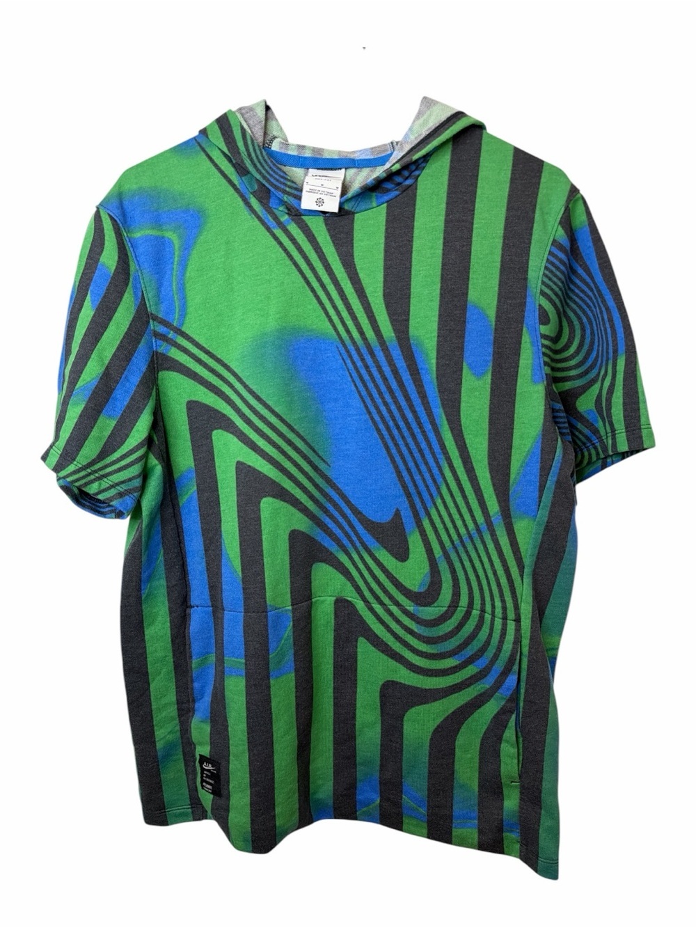 Nike Yoga Dri-Fit Green Blue Swirl Hooded Tee Artist In Residence Collection
